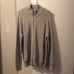 J crew cotton/wool blend full zip ribbed sweater